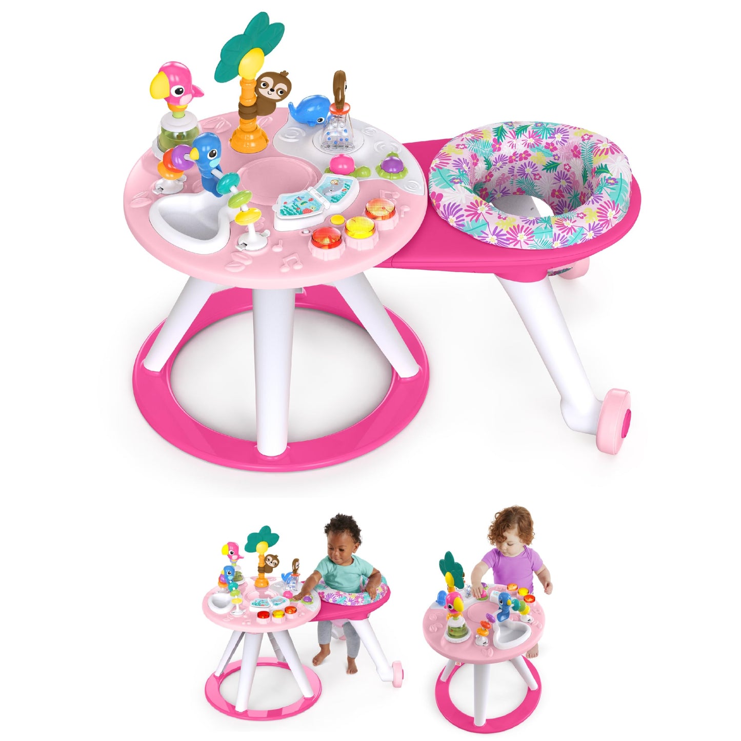 Bright Starts Around We Go - Centro de Actividades 2 en 1 (Rosa Coral)