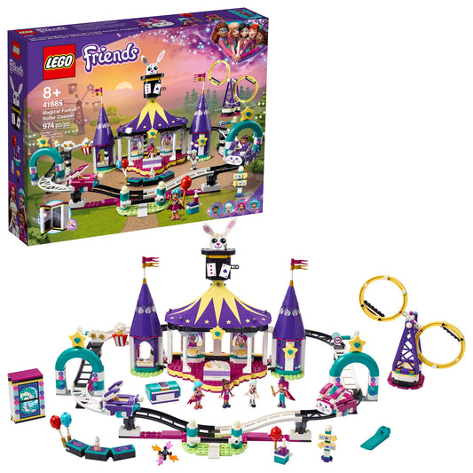 LEGO Friends Magical Funfair Roller Coaster 41685 Building Kit (974 Pieces) – Theme Park Toy with Working Coaster & Mini Dolls for Kids Ages 8+