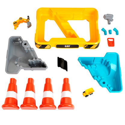 Theo Klein 3237 Mesa de Agua y Arena CAT - Con Excavadora, Volquete y 2 Tuberías - Juguete para Niños 18+ Meses (Incluye Cubetas Extraíbles)