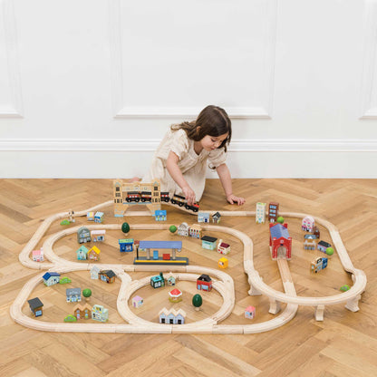 Le Toy Van London Wooden Train Set - 120 Piece Track & Accessories - Educational Toy for Boys/Girls Age 3+