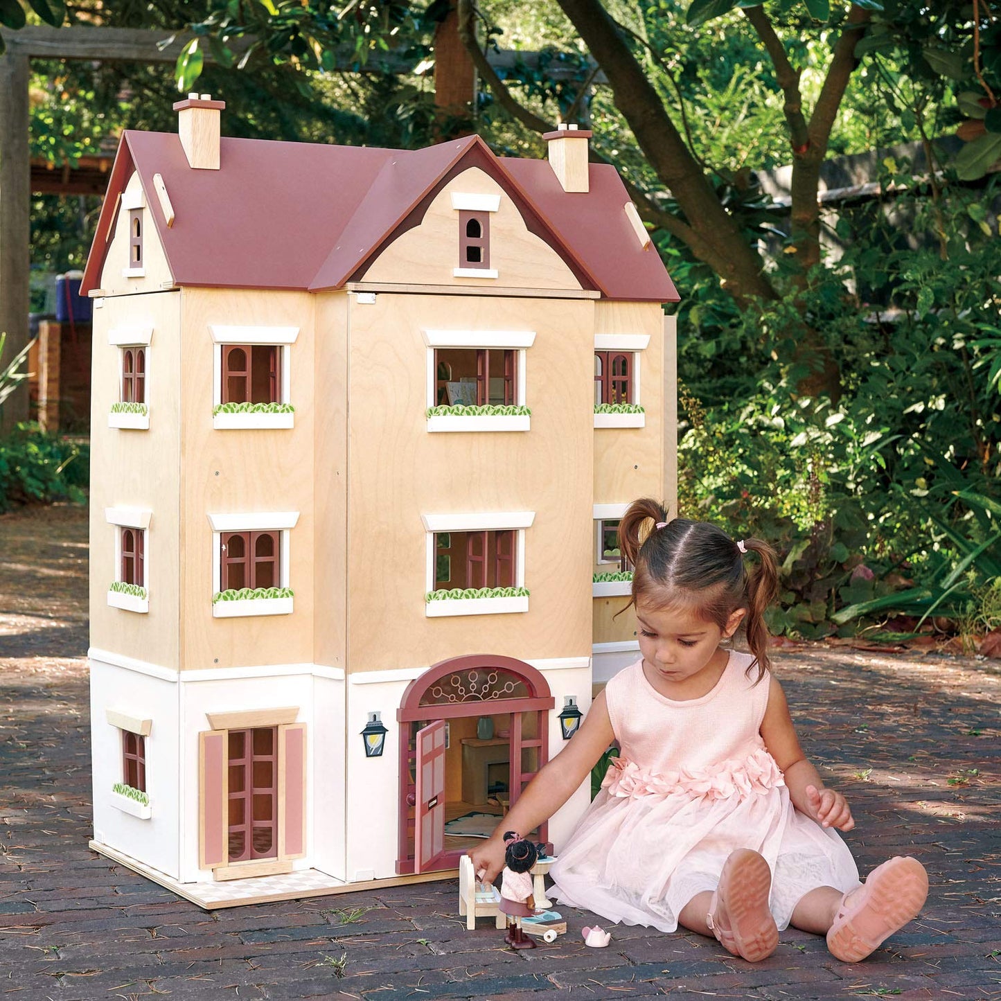 Tender Leaf Toys Casa de Muñecas Fantail de Madera (72x40x97cm) - Juguete Educativo para Niños 3+ Años
